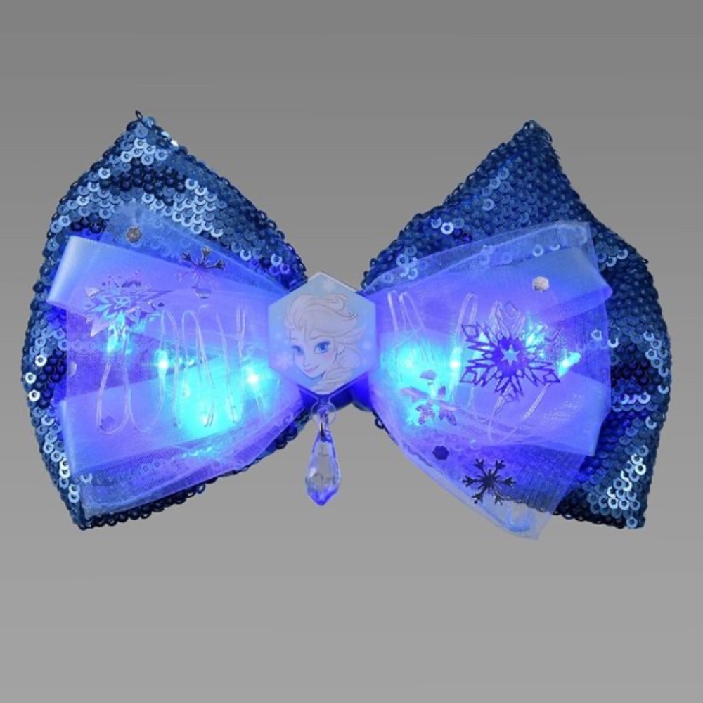 BRAND NEW NWT Disney Girls Kids Frozen Elsa Light Up Hair Bow Clip